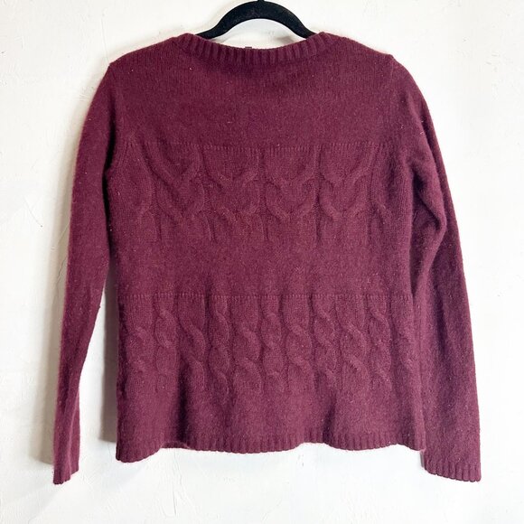Lafayette 148 New York Maroon Cashmere Cable Knit Sweater Womens Size Medium - Picture 7 of 10